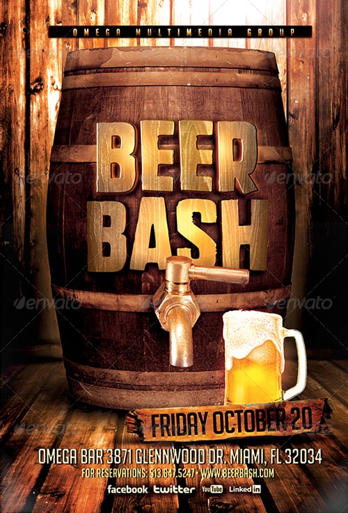 Beer Bash Party Flyer PSD Template