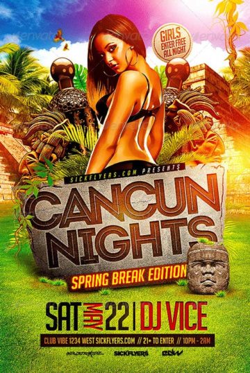 Cancun Spring Break Party Flyer PSD Template