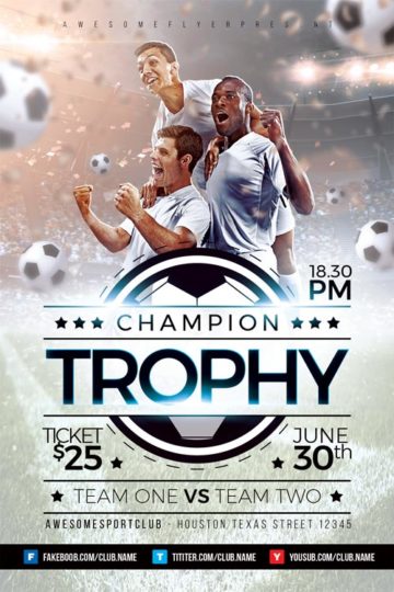 Champion Trophy Soccer Sports Flyer Template