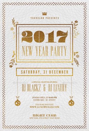 Elegant New Year Party Flyer PSD Template