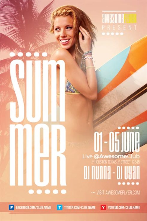 Summer Beach Flyer Psd Template Best Surf Flyer Templates