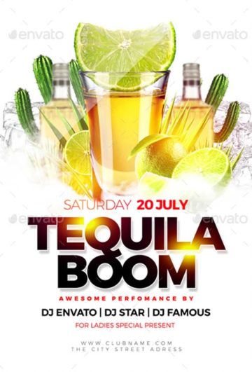 Tequila Boom Party Flyer PSD Template