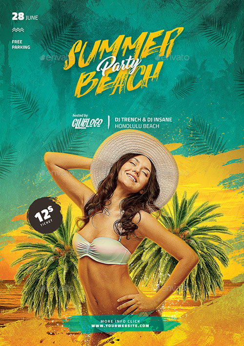 Summer Beach Party Flyer PSD Template