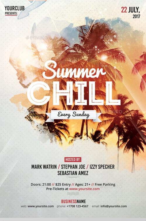 Summer Chill Party PSD Flyer Template