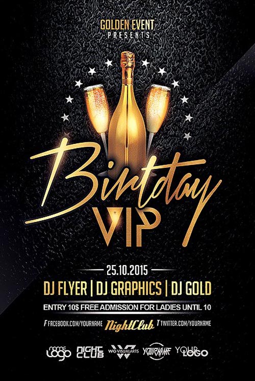 Birthday VIP Party Flyer Template