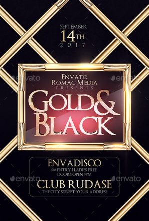 Black Gold Birthday Party Flyer Template