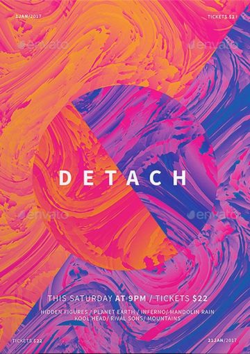 Detach Electro Poster and Flyer Template