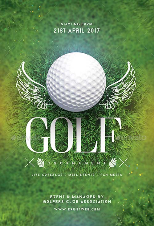Golf Tournament Flyer Template for Golf Events, Matches or Driving Range