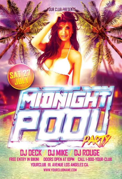 Midnight Pool Party Free Flyer Template