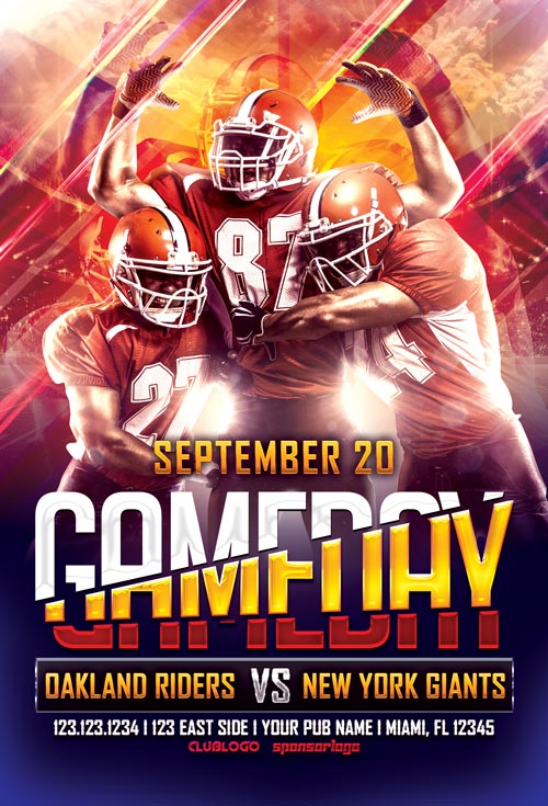 Football Game Day Flyer Template Football Tailgate Parties