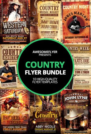10 Western Country Flyer Template Bundle