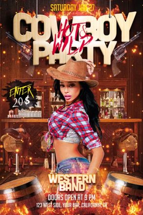 Hot Cowboy Party Free Flyer Template