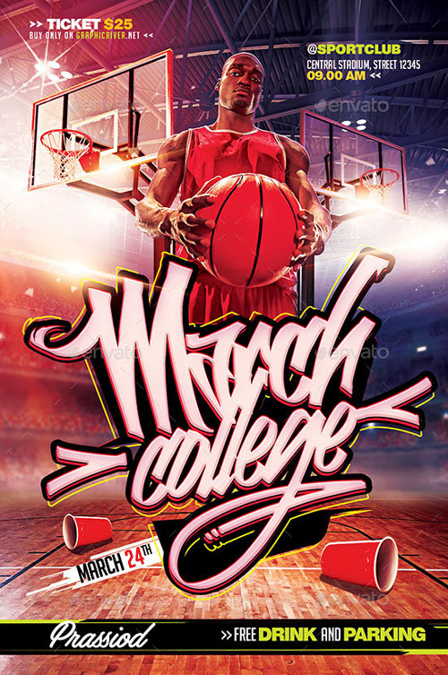 March College Basketball Flyer Template
