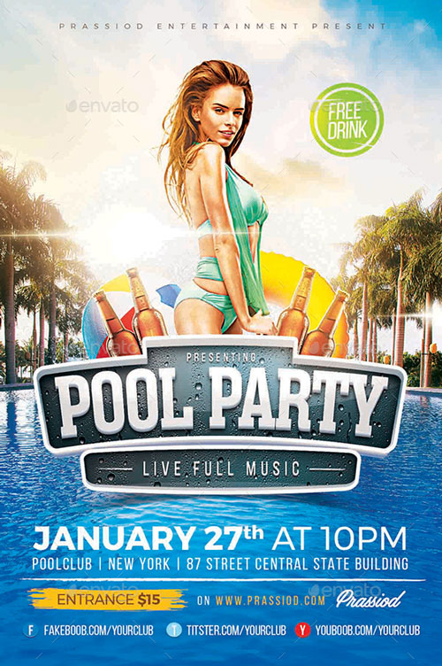 Pool Summer Party Flyer Template