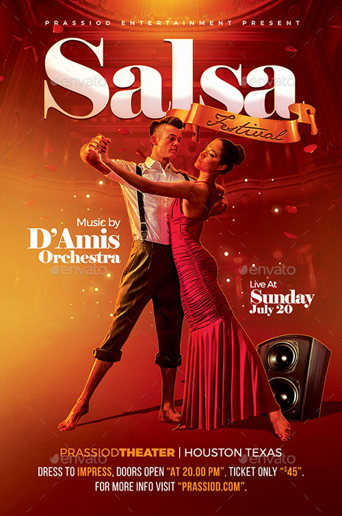 Salsa Festival Flyer Template for Salsa Lessons and Dancing Events