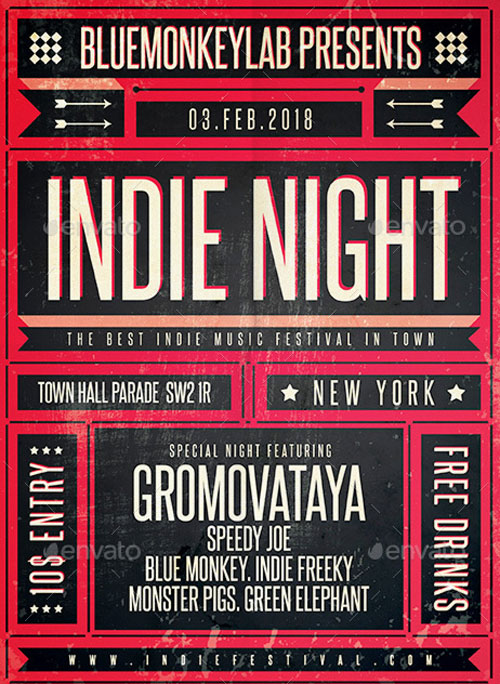 Indie Poster and Flyer Template for Alternative Indie Music Parties
