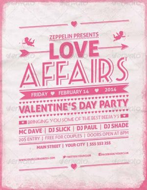 Love Affairs Valentines Day Party Flyer Template