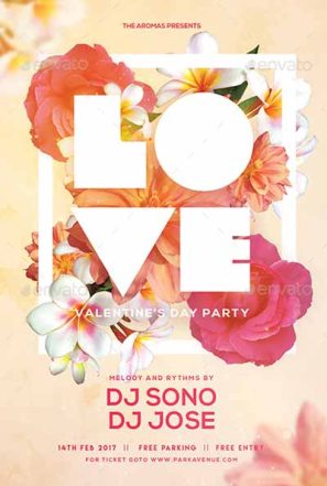 Valentine's Day Flower Party Flyer Template