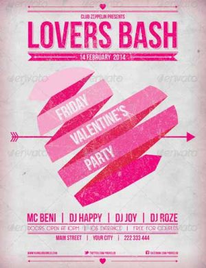 Lovers Bash Valentines Day Party Flyer Template