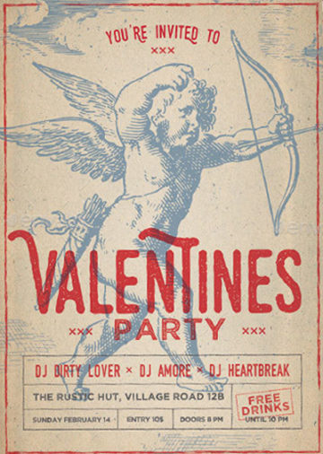 Vintage Cupid Valentines Day Flyer Template