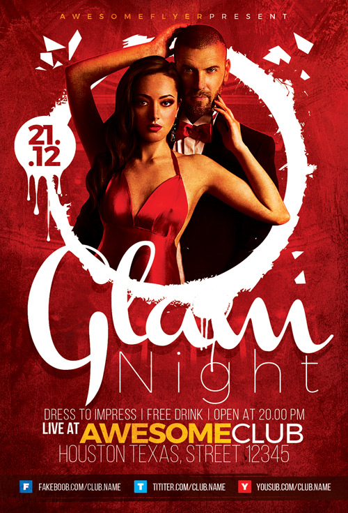 Glam Night Flyer Template for Elegant and Classy Club and Party Events