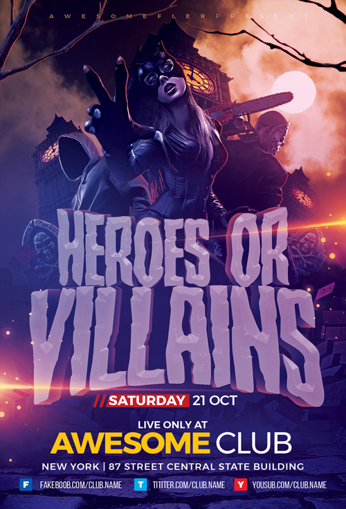 Halloween Cosplay Party Night Flyer Template