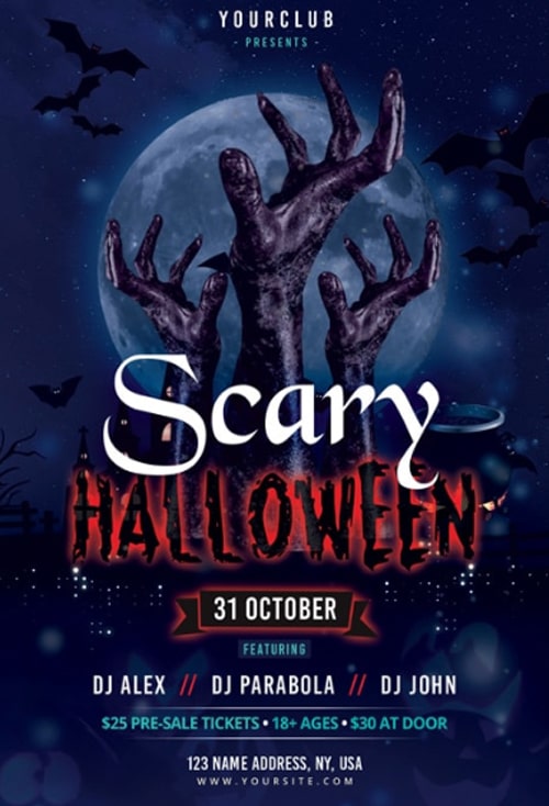 Scary Halloween Party Free Flyer Template