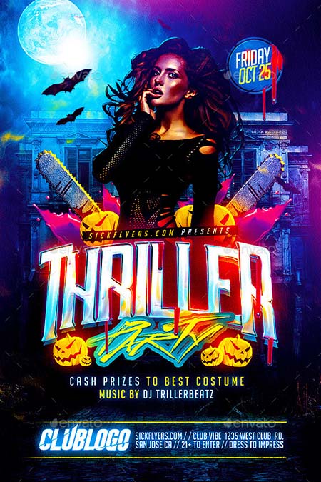 Thriller Halloween Party Flyer Template