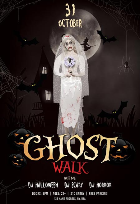Ghost Walk Halloween Party Free Flyer Template