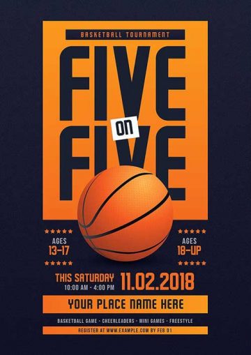 5 On 5 Basketball Tournament Flyer Template
