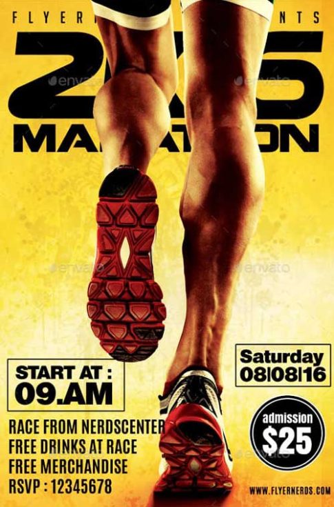 Big Marathon Running Sports Flyer Template - Download Flyer - FFFLYER