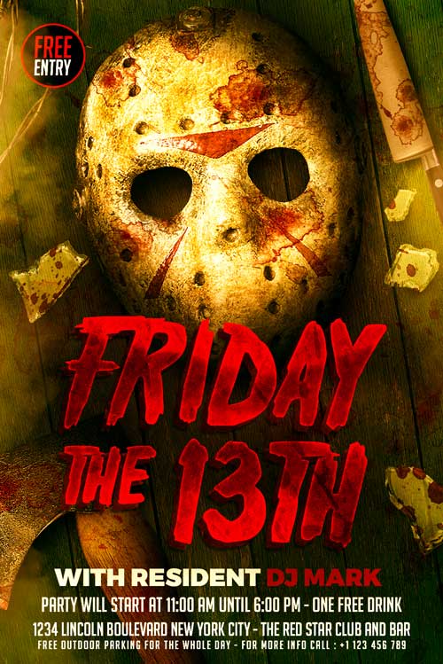 Free Friday 13th Party Flyer Template
