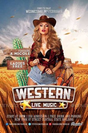 Western Party Event Flyer Template