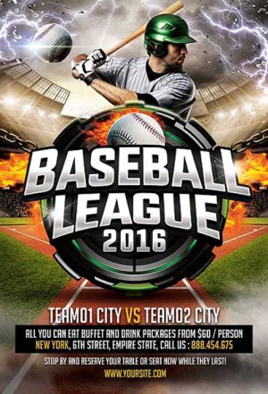 Baseball League Flyer PSD Template