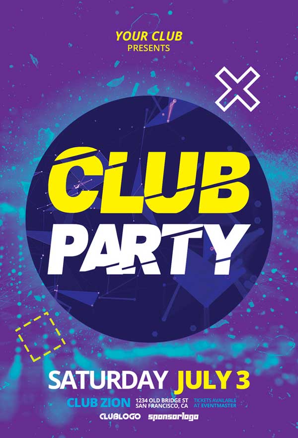 Electro Club Party Free Flyer Template