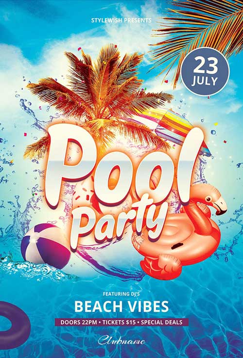 Summer Pool Party Event Flyer Template