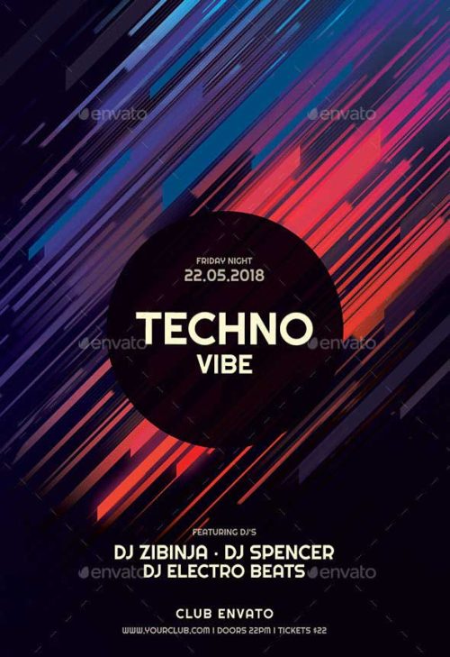 Download the Techno Vibe Electro Party Flyer Template - FFFLYER