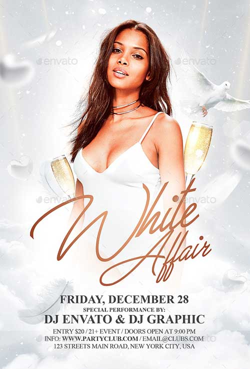 White Dress Party Flyer Template