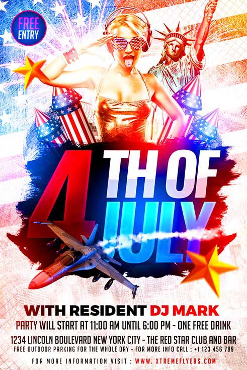 4th Of July Club Party Flyer Template
