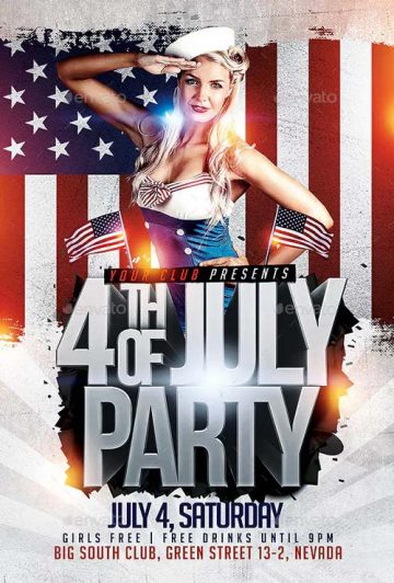 4th of July Parade Party Flyer Template