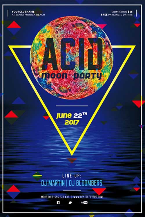Acid Moon Party Free Flyer Template