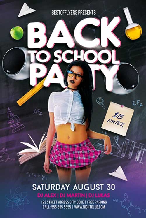 Back To School Party Free Flyers Template