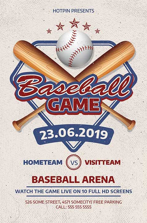 Baseball League Game Flyer Template