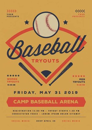 Baseball Tryouts Flyer Template