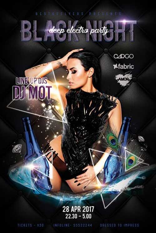 Black Night Party Free Flyer Template