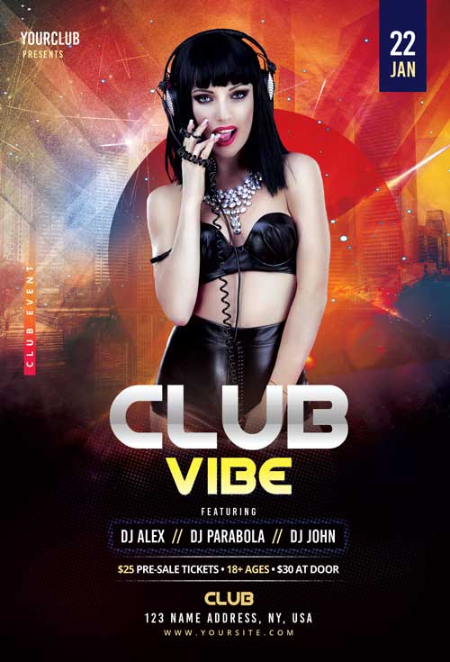 Club Vibes Free PSD Flyer Template
