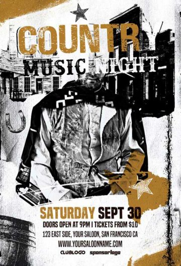 Country Music Night Free Flyer Template