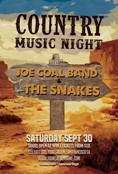 Country Music Night Free PSD Flyer Template