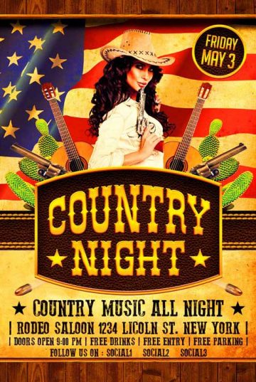 Country Party Night Flyer Template