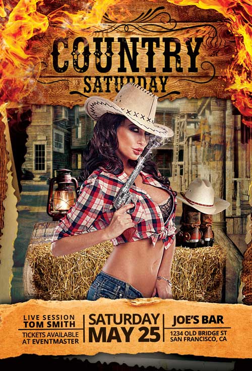 Country Saturday Party Flyer Template